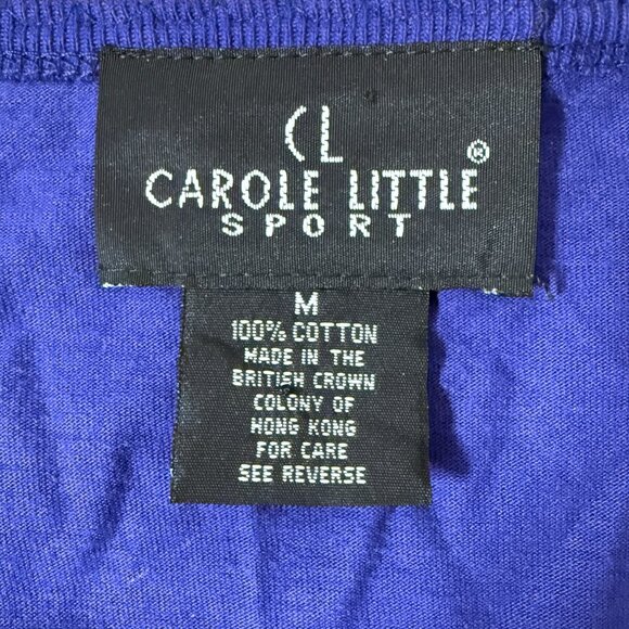 Carole Little Sport Long Sleeve 100% Cotton Front Tie Embellished Shirt Purple M - Picture 2 of 7